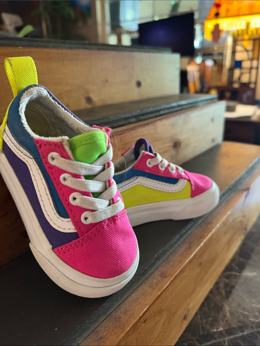 Kids Pink Multi-Color Lace-Up Canvas Sneakers